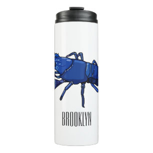 Blue marron crayfish cartoon illustration thermal tumbler