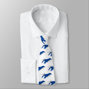 Blue marron crayfish cartoon illustration tie