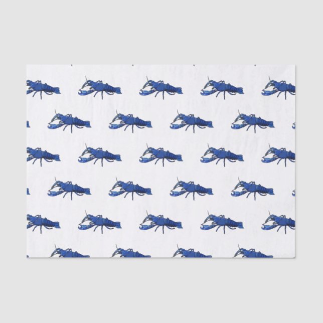 Blue marron crayfish cartoon illustration tissue paper (Front)