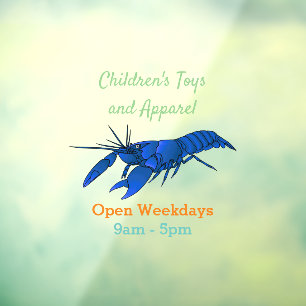 Blue marron crayfish cartoon illustration window cling