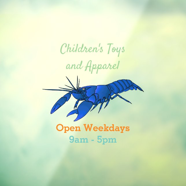 Blue marron crayfish cartoon illustration  window cling (Sheet 3)