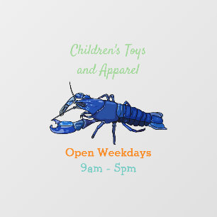 Blue marron crayfish cartoon illustration window cling