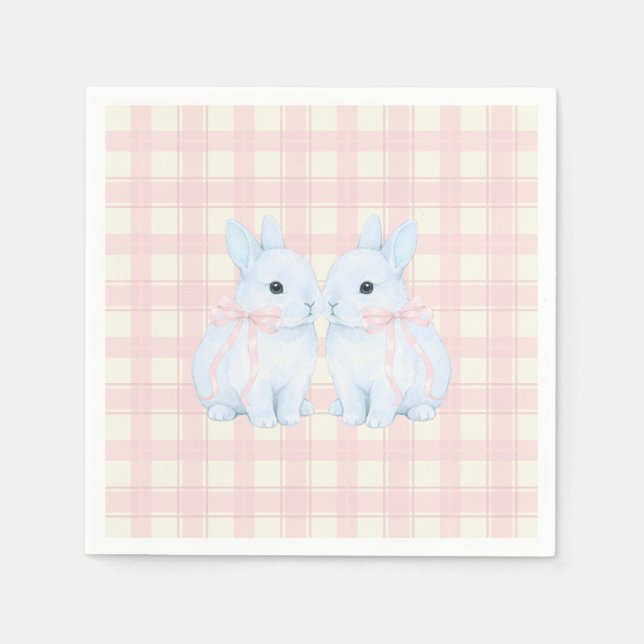 Blue Marshmallow Bunny Rabbits Easter Napkin (Front)