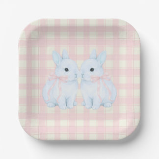 Blue Marshmallow Bunny Rabbits Easter Paper Plate