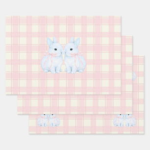 Blue Marshmallow Bunny Rabbits Easter Wrapping Paper Sheet