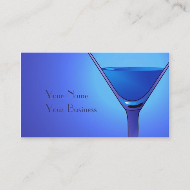 Blue Martini Cocktail Business Card Templates (Front)