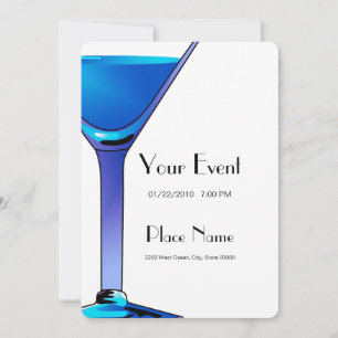 Blue Martini Cocktails Invitation Template