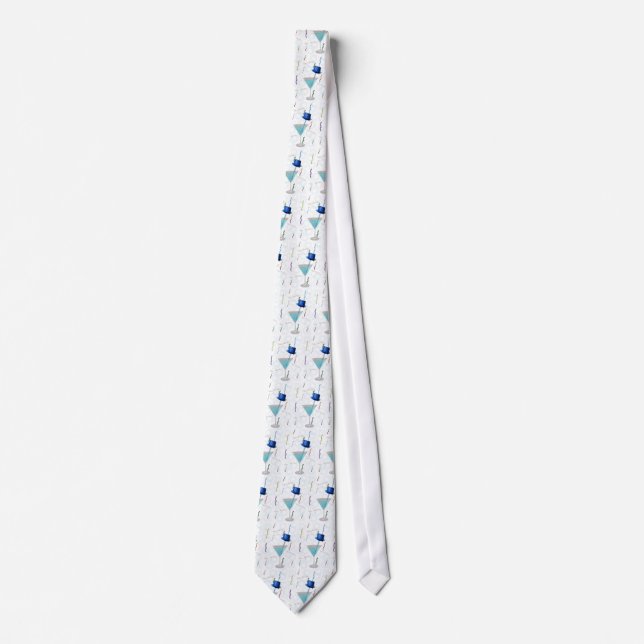 Blue Martini New Year's Necktie (Front)