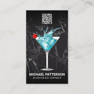 Blue Martini Splash Cocktail Business Card