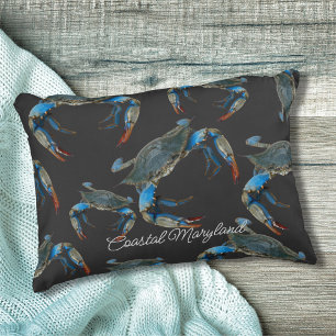 Blue Maryland Crabs Accent Throw Pillow