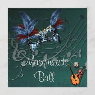Blue Mask Masquerade Ball Invitation