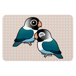 Blue Masked Lovebird Adorable Pair Magnet