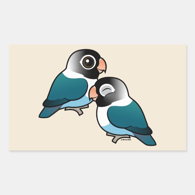 Blue Masked Lovebird Adorable Pair Rectangular Sticker (Front)