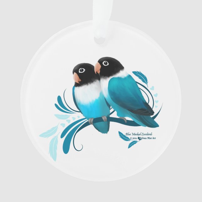 Blue Masked Lovebirds Ornament (Front)