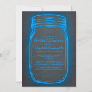 Blue Mason Jar Bridal Shower Invitations