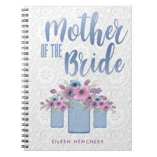 Blue Mason Jar Floral Mother of the Bride Notebook