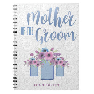 Blue Mason Jar Floral Mother of the Groom Notebook