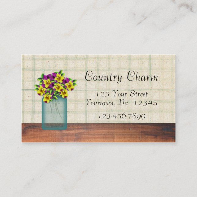 Blue Mason Jar Violas Business Card (Front)