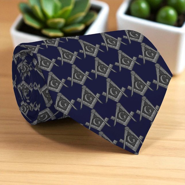 Blue Masonic Masonry Freemason Pattern Tie (Creator Uploaded)