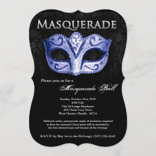 Blue Masquerade Ball Mask Costume Halloween Part Invitation