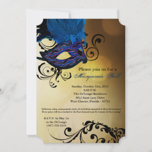 Blue Masquerade Ball Mask Costume Halloween Part Invitation