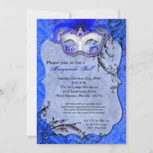 Blue Masquerade Ball Mask Costume Halloween Part Invitation