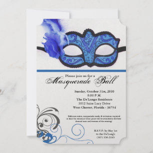 Blue Masquerade Ball Mask Costume Halloween Part Invitation