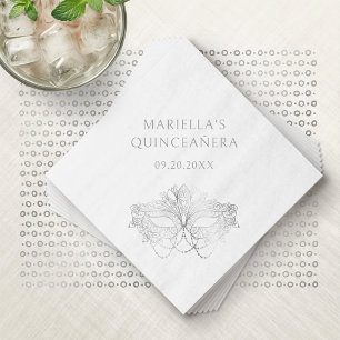 Blue Masquerade Mask Elegant Quinceanera Napkin
