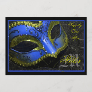 Blue Masquerade Renaissance Wedding Invitation