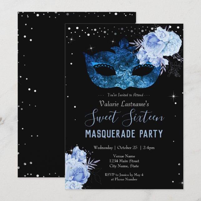Blue Masquerade Sweet Sixteen (Front/Back)