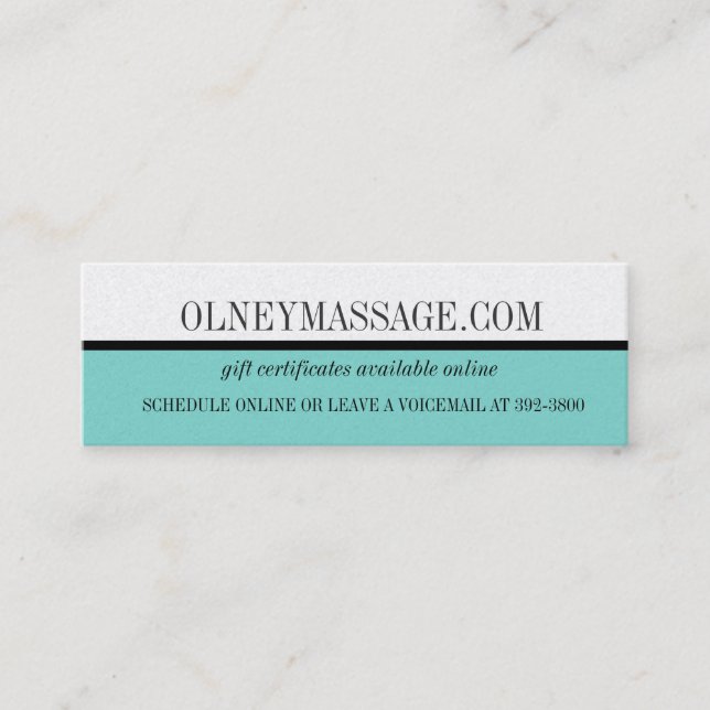 blue massage and spa contact card (Front)