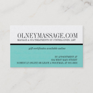 blue massage and spa contact card