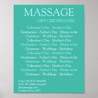 BLUE massage gift certificates Poster