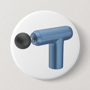 Blue massage gun 7.5 cm round badge