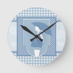 blue maternity round clock