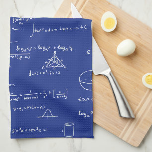 Blue Math Formulas Equations Handwritten Algebra Tea Towel