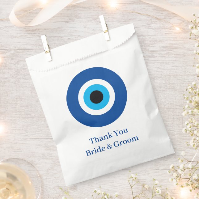 Blue Mati Evil Eye custom wedding Favour Bags (Clipped)