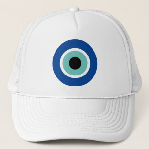 Blue Mati Evil Eye luck & protection logo Trucker Hat