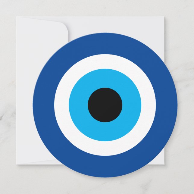 Blue Mati Evil Eye nazar round wedding invitation (Front)