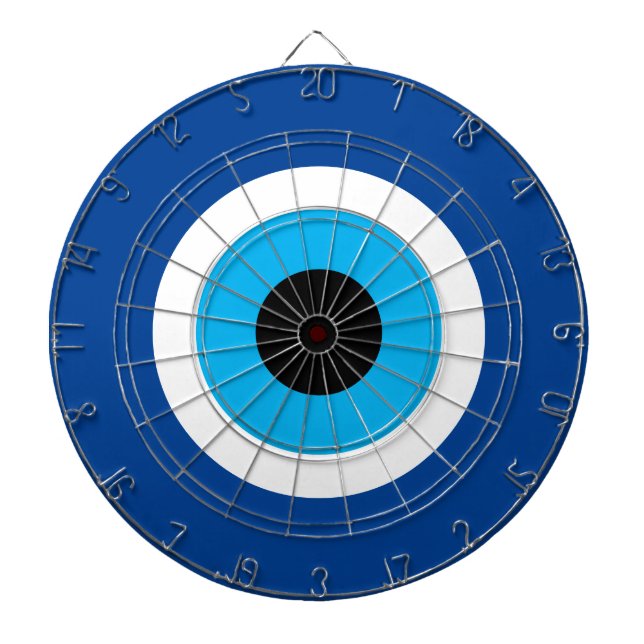 Blue Mati Evil Eye nazar symbol dartboard design (Front)