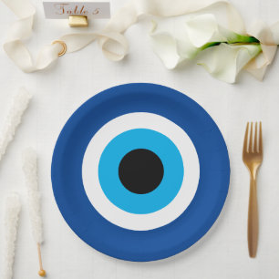 Blue Mati Evil Eye Nazar wedding party Paper Plate