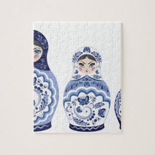 Blue Matryoshka Dolls Jigsaw Puzzle