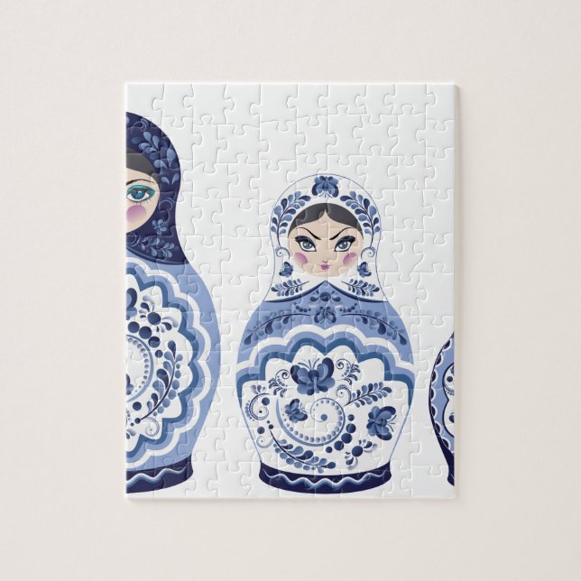 Blue Matryoshka Dolls Jigsaw Puzzle (Vertical)