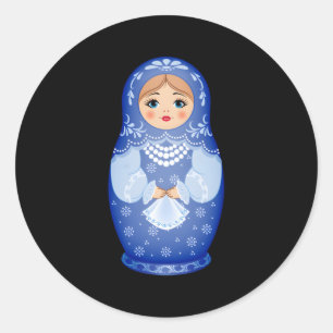 Blue Matryoshka Russian Nesting Doll Classic Round Sticker