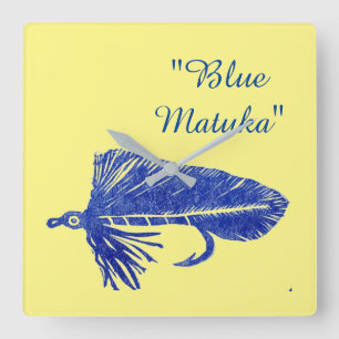 Blue Matuka streamer for fly tying and fishing Square Wall Clock