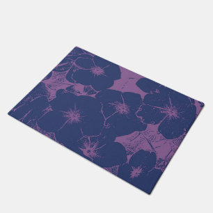 Blue Mauve Floral Pattern Doormat