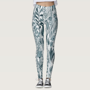 Blue Maximalist Garden Leggings