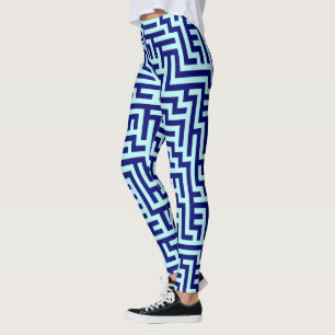"Blue Maze" Pattern Leggings