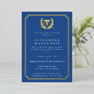 Blue MD Caduceus+Laurel Wreath Graduation