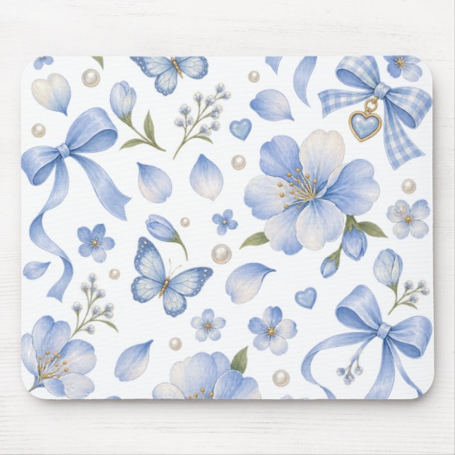 Blue Meadow Bows & Blooms Mouse Mat (Front)